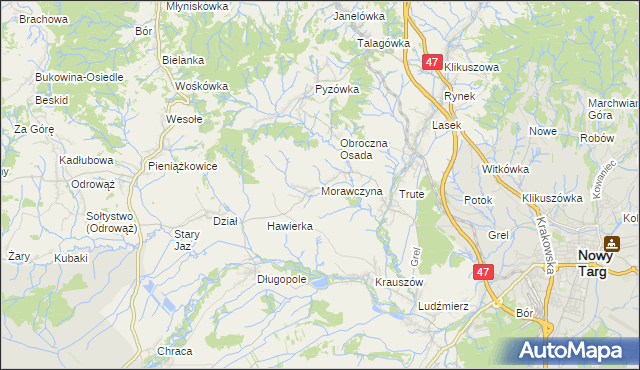 mapa Morawczyna, Morawczyna na mapie Targeo