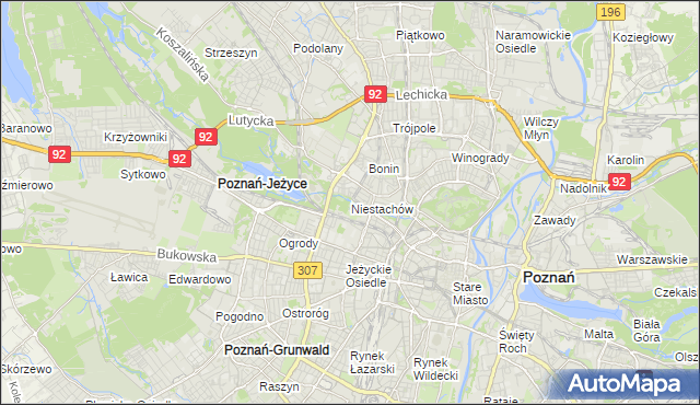 mapa Niestachów gmina Poznań, Niestachów gmina Poznań na mapie Targeo