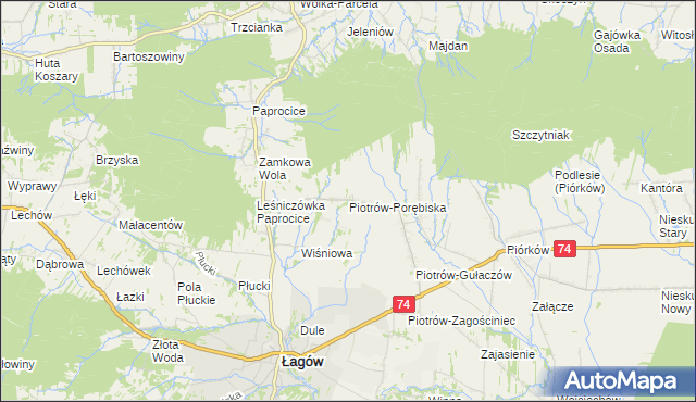 mapa Piotrów-Porębiska, Piotrów-Porębiska na mapie Targeo