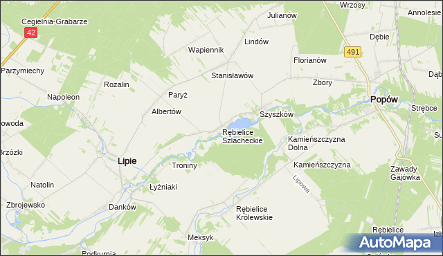 mapa Rębielice Szlacheckie, Rębielice Szlacheckie na mapie Targeo