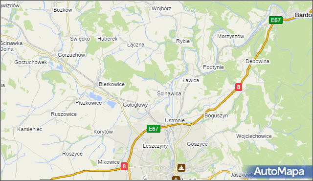 mapa Ścinawica, Ścinawica na mapie Targeo