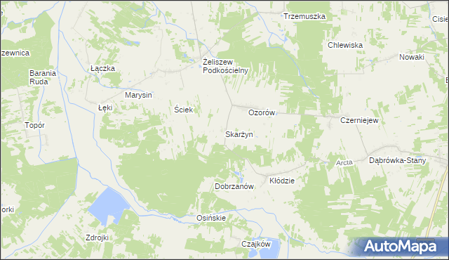 mapa Skarżyn gmina Skórzec, Skarżyn gmina Skórzec na mapie Targeo