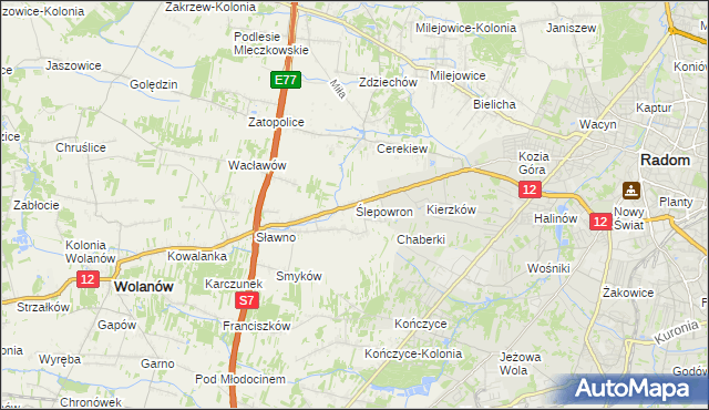 mapa Ślepowron, Ślepowron na mapie Targeo