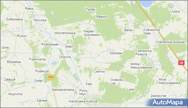 mapa Sobolew-Kolonia, Sobolew-Kolonia na mapie Targeo