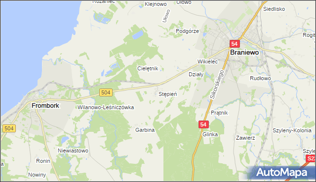 mapa Stępień, Stępień na mapie Targeo