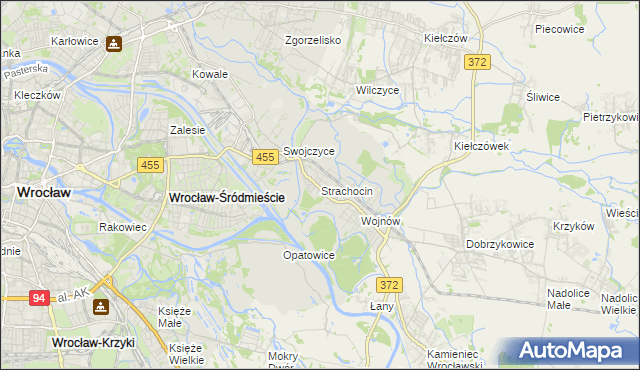 mapa Strachocin gmina Wrocław, Strachocin gmina Wrocław na mapie Targeo