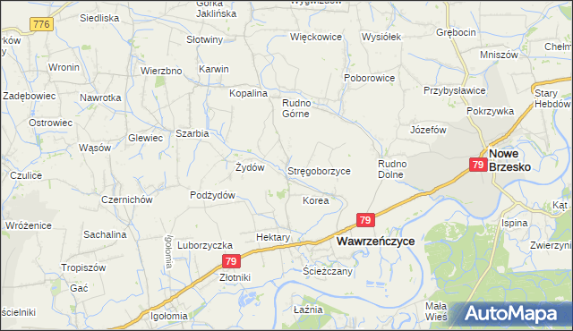 mapa Stręgoborzyce, Stręgoborzyce na mapie Targeo