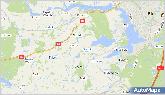 mapa Szarek gmina Ełk, Szarek gmina Ełk na mapie Targeo