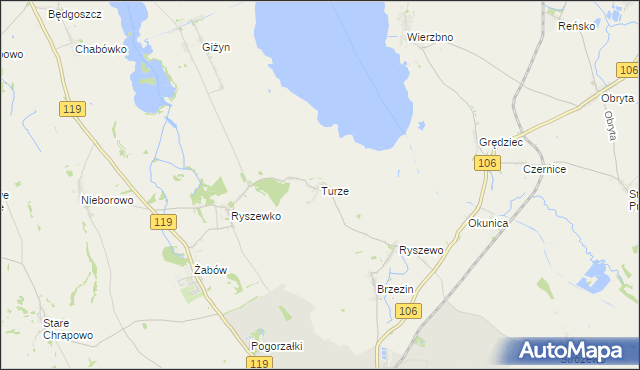 mapa Turze gmina Pyrzyce, Turze gmina Pyrzyce na mapie Targeo