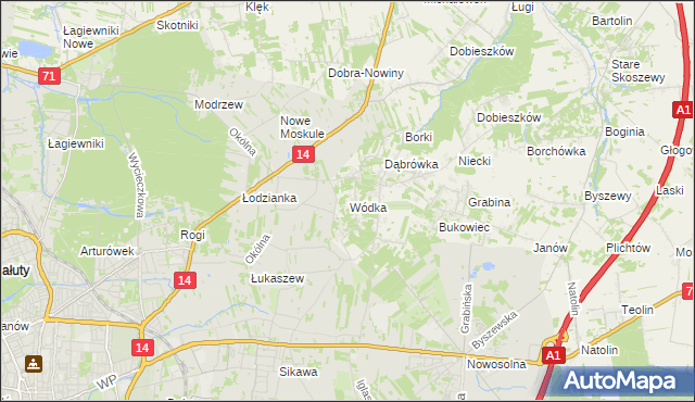 mapa Wódka gmina Nowosolna, Wódka gmina Nowosolna na mapie Targeo