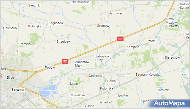 mapa Zabostów Duży, Zabostów Duży na mapie Targeo