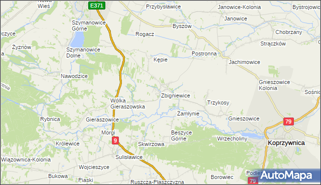 mapa Zbigniewice, Zbigniewice na mapie Targeo