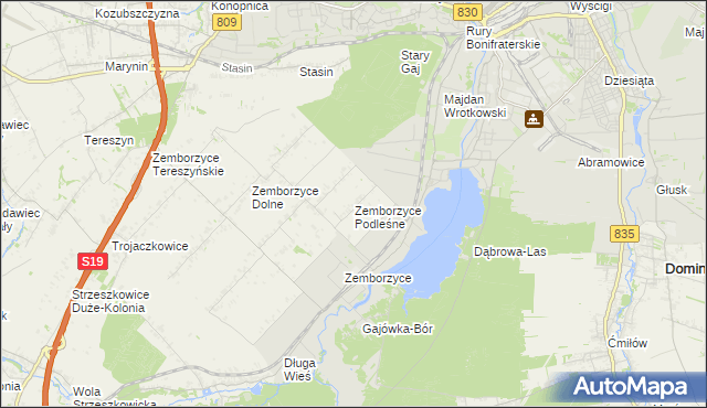 mapa Zemborzyce Podleśne, Zemborzyce Podleśne na mapie Targeo