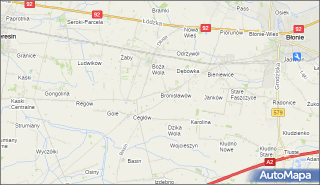 mapa Bronisławów gmina Baranów, Bronisławów gmina Baranów na mapie Targeo