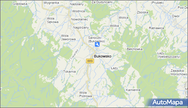 mapa Bukowsko, Bukowsko na mapie Targeo