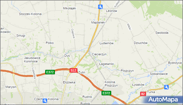 mapa Ciecierzyn gmina Niemce, Ciecierzyn gmina Niemce na mapie Targeo