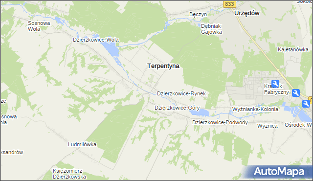 mapa Dzierzkowice-Rynek, Dzierzkowice-Rynek na mapie Targeo