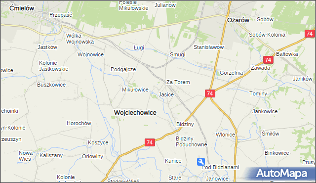 mapa Jasice, Jasice na mapie Targeo