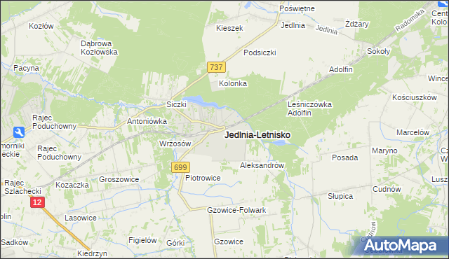 mapa Jedlnia-Letnisko, Jedlnia-Letnisko na mapie Targeo