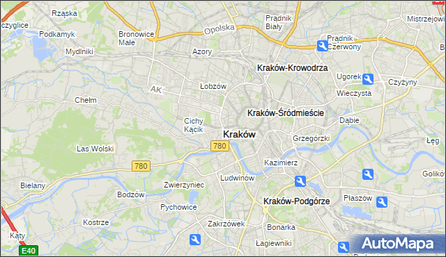 mapa Krakowa, Kraków na mapie Targeo