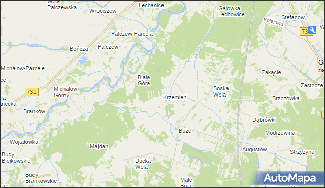 mapa Krzemień gmina Stromiec, Krzemień gmina Stromiec na mapie Targeo