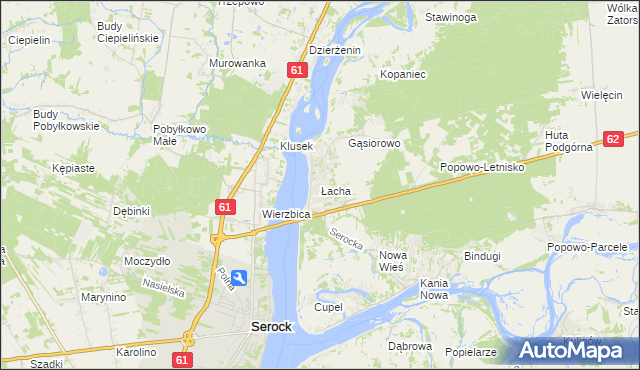 mapa Łacha gmina Serock, Łacha gmina Serock na mapie Targeo