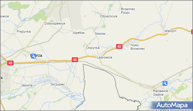 mapa Laskowice gmina Lubrza, Laskowice gmina Lubrza na mapie Targeo