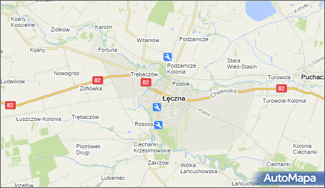 mapa Łęczna, Łęczna na mapie Targeo