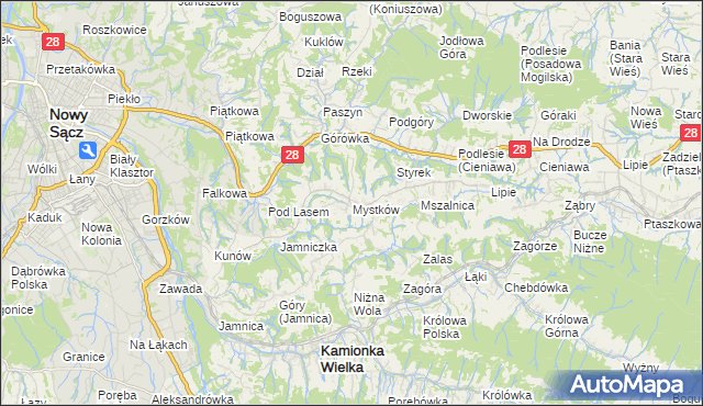 mapa Mystków, Mystków na mapie Targeo