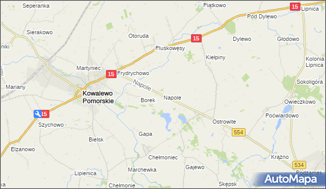 mapa Napole gmina Kowalewo Pomorskie, Napole gmina Kowalewo Pomorskie na mapie Targeo