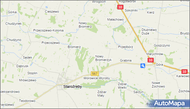mapa Nowy Bromierzyk, Nowy Bromierzyk na mapie Targeo