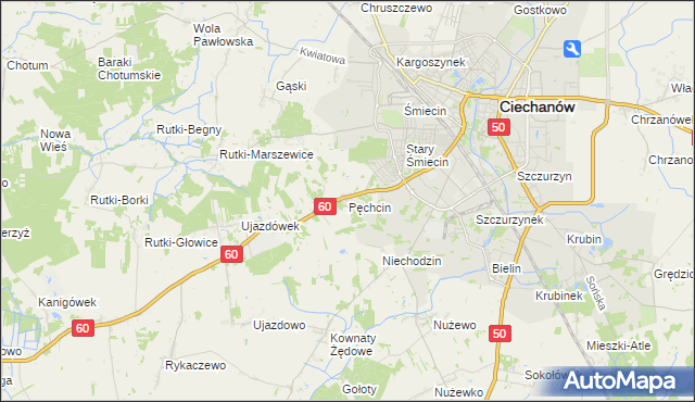 mapa Pęchcin, Pęchcin na mapie Targeo