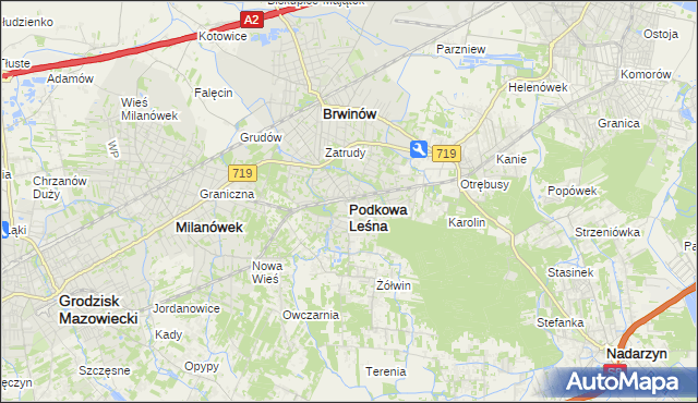mapa Podkowa Leśna, Podkowa Leśna na mapie Targeo