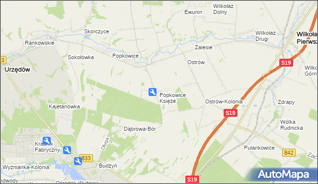 mapa Popkowice Księże, Popkowice Księże na mapie Targeo