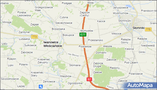 mapa Poskwitów, Poskwitów na mapie Targeo