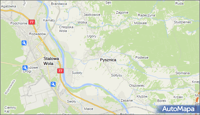 mapa Pysznica, Pysznica na mapie Targeo