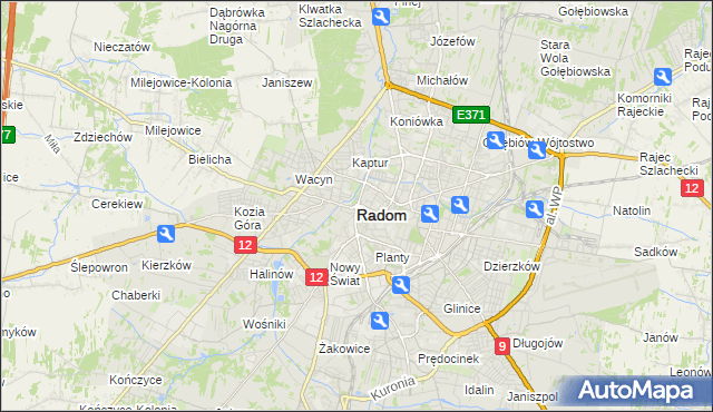 mapa Radomia, Radom na mapie Targeo
