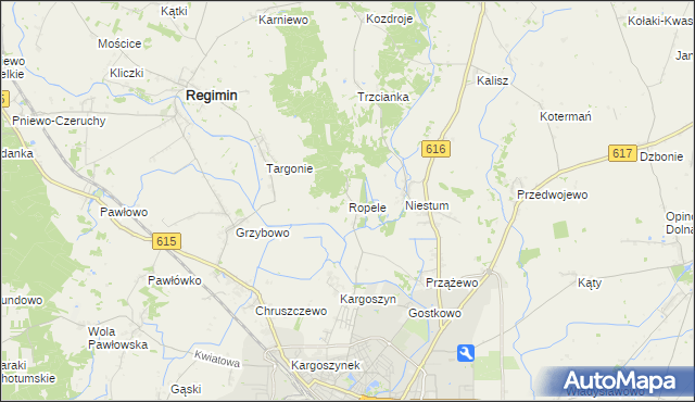 mapa Ropele, Ropele na mapie Targeo