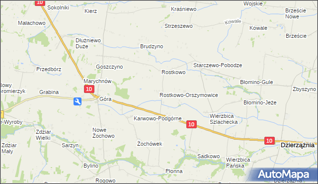mapa Rostkowo-Orszymowice, Rostkowo-Orszymowice na mapie Targeo