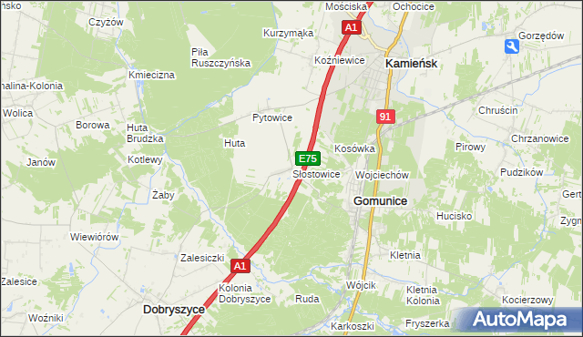 mapa Słostowice, Słostowice na mapie Targeo