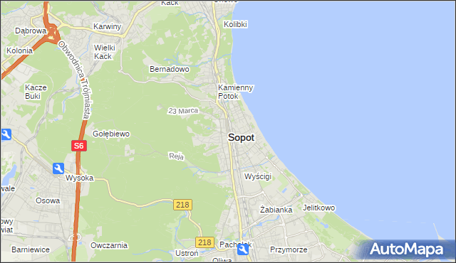 mapa Sopotu, Sopot na mapie Targeo