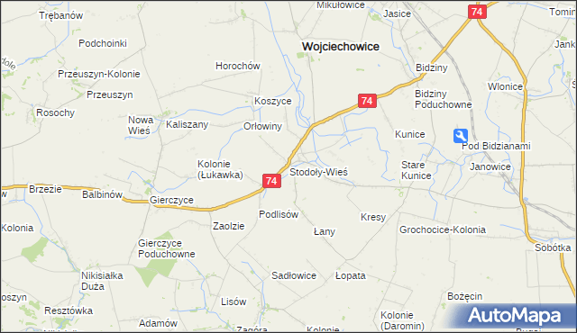 mapa Stodoły-Wieś, Stodoły-Wieś na mapie Targeo