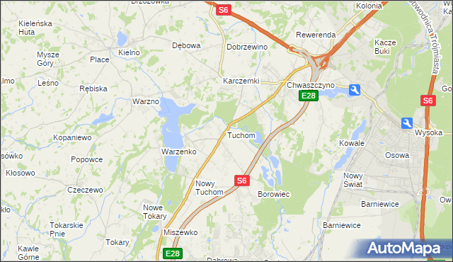 mapa Tuchom, Tuchom na mapie Targeo