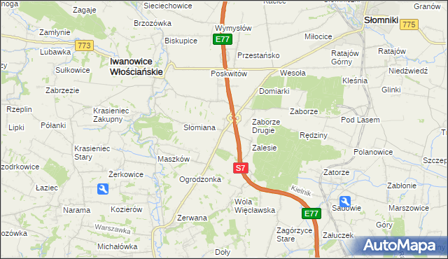mapa Widoma gmina Iwanowice, Widoma gmina Iwanowice na mapie Targeo