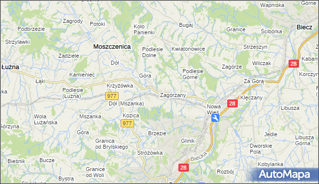 mapa Zagórzany gmina Gorlice, Zagórzany gmina Gorlice na mapie Targeo