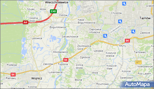 mapa Zbylitowska Góra, Zbylitowska Góra na mapie Targeo