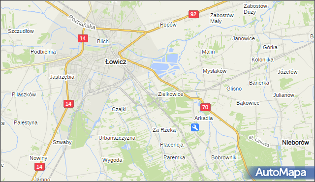 mapa Zielkowice, Zielkowice na mapie Targeo