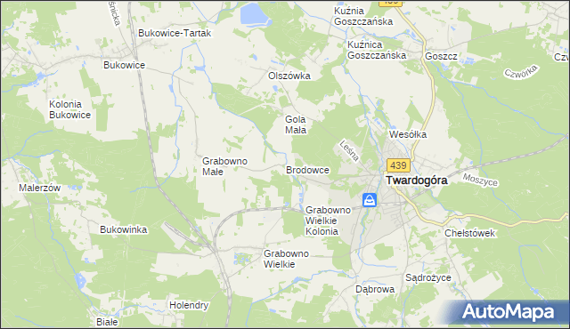 mapa Brodowce, Brodowce na mapie Targeo