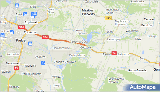 mapa Cedzyna, Cedzyna na mapie Targeo