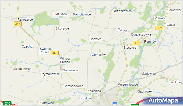 mapa Chmielów gmina Kostomłoty, Chmielów gmina Kostomłoty na mapie Targeo